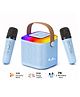 PunnkFunnk JollyBeats Wireless Mini Karaoke Speaker with Dual Mic RGB Lights & Voice Effects 10W Powerful Sound Bluetooth 5.3 10H Playtime Multi-Play Modes Type-C Fast Charging(Blue)