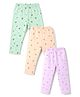 Simply Cotton Lycra Knit Full Length Floral & Crown Printed Lounge Pants Pack Of 3 - Lilac Peach & Light Green