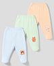 Simply Cotton Knit Full Length Animal Printed Bootie Leggings Pack Of 3 - Peach Light Green & Blue