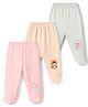 Simply Cotton Knit Full Length Animal Printed Bootie Leggings Pack Of 3 - Pink Grey & Peach