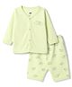 Simply Sinker Knit Full Sleeves T-Shirt & Pyjama Night Suit with Elephant Print- Mint