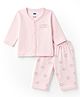 Simply Sinker Knit Full Sleeves T-Shirt & Pyjama Night Suit with Elephant Print- Pink