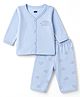 Simply Sinker Knit Full Sleeves T-Shirt & Pyjama Night Suit with Elephant Print- Light Blue