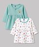 Simply Interlock Knit Full Sleeves Space Theme & Hearts Printed Frocks Pack Of 2 - Sea Green & White