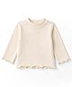 Simply Cotton Lycra Knit Full Sleeves Solid T-Shirt - Cream