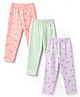 Simply Interlock Knit Full Length Hearts & Butterfly Printed Lounge Pants Pack Of 3 - Lilac Peach & Light Green