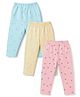 Simply Interlock Knit Full Length Hearts & Floral Printed Lounge Pants Pack Of 3 - Baby Pink Yellow & Light Blue