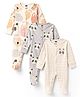 Simply Interlock Knit Full Sleeves Footed Sleepsuit with Animals Print Pack of 3 - White