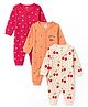 Simply Interlock Knit Full Sleeves Sleepsuit with Floral Print Pack of 3 - Red