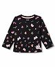 CUCUMBER Sinker Knit Full Sleeves T-Shirt with Floral & Butterfly Print - Black