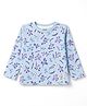 CUCUMBER Sinker Knit Full Sleeves T-Shirt with Floral Print - Sky Blue