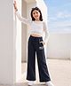 Pine Kids Cotton Knit Full Length Lounge Pants With Hello Enjoy Everyday Text Print- Navy Blue