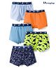 Honeyhap Premium Cotton Elastane Knit Trunks With Dino Print & Bio Finish Pack of 5 - Bright White Baltic Sea Navy Peony Tangerine & Kiwi Colada