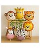 Puchku Big Size Animal Face Foil Balloons for Jungle Theme Party Decoration (Pack of 6)