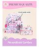 Rosada 14.5 Inches DIY Lilac Garden School Bag Medium & Double Zip Pencil Pouch Combo With Keychain - Multicolour