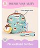 Rosada 13 Inches DIY Fancy Lion Backpack Medium & Round Pencil Pouch Combo With Keychian - Multicolour