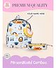 Rosada 13 Inches DIY Blue Lion Backpack Medium & Round Pencil Pouch Combo With Keychian - Multicolour