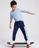 Pine Kids Cotton Knit Full Length Lounge Pant With Text Print - Navy Blue