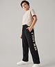Pine Kids Cotton Knit Full Length Track Pants With Text Print - Dark Grey