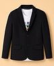 Pine Kids Cotton Mix Woven Full Sleeves Blazer With Text & Lion Printed T-Shirt - Black