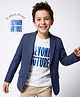 Pine Kids Cotton Mix Knit Full Sleeves Blazer With Text Printed Inner Tee - Navy Blue
