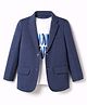 Pine Kids Cotton Mix Knit Full Sleeves Blazer With Text Printed Inner Tee - Navy Blue