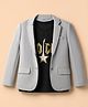 Pine Kids Cotton Mix Knit Full Sleeves Solid Blazer With Text Printed Inner Tee - Grey