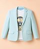 Pine Kids Cotton Mix Knit Full Sleeves Solid Blazer With Lion & Text Printed Inner Tee - Light Blue