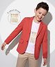 Pine Kids Cotton Knit Full Sleeves Blazer With Beyond Future Text Print - Coral