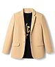 Pine Kids Cotton Knit Full Sleeves Blazer With Rock Text Print - Mustard