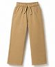 Pine Kids Cotton Elastane Woven Full Length Solid Trouser - Biege