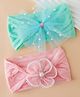 Babyhug Headbands With Bow and Floral Applique Pack of 2 - Green, Light Pink