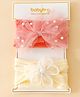 Babyhug Headbands With Bow and Floral Applique Pack of 2 - Pink, Yellow