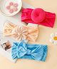 Babyhug Headbands With Bow and Floral Applique Pack of 3 - Blue , Peach ,Red