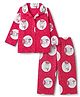 Doodle Poodle 100% Cotton Knit Front Open Shirt & Pyjama Night Suit with Bunny Print - Dark Pink