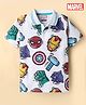 Pine Kids Marvel Single Jersey Knit Half Sleeves Polo T-Shirts with Marvel Print - White