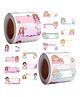 YAMAMA Cute Cartoon Name Sticker Rolls for Kids, 300 PCS/1 Rolls, Self-Adhesive Kawaii Label Stickers for School Notebooks, School Supplies Stickers - (Pack of 1 - Color And Design May Vary)