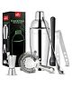 Unify 6 Pieces Stainless Steel Bartender Kit | Premium Cocktail Shaker Set for Home Bar & Parties | Includes Peg Measurer 30/60ml, Bar Spoon, Ice Tong, Muddler, Strainer | Professional Bar Tool Set