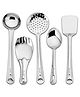 Parage 5 Pieces Stainless Steel Kitchen Tools Set for Kitchen Cooking and Serving, Pack of 5, Ladle(Karchhi), Skimmer(Jhara), Turner/Spatula (Palta), Basting and Rice Spoon, Silver