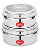Unify 2 Pieces Stainless Steel Flat Storage Container Set with See-Through Lid | (1 Ltr & 1.2 Ltr) | Puri Dabba | Airtight Multipurpose Kitchen Canisters
