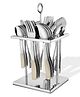Parage 25 Pieces Stainless Steel Cutlery Set - 6 Tea Spoons, 6 Dinner Spoons, 6 Table Forks, 6 Table Spoons, 1 Stand | Premium Laser Printed Handle Cutlery for Home, Kitchen & Dining (Sapphire Dazzle)