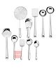 Parage Stainless Steel 10 Pieces Cooking Spoons Set, Contains Ladle, Turner, Strainer, Rice Spoon, Oval Spoon, Serving Spoon, Kitchen Cooking Essential Set for Home, 10 Pcs
