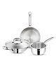 Parage Tripure Tri-Ply Stainless Steel Cookware Set | ISI Mark Certified | 24 cm Kadhai with Lid, 24 cm Frypan & 16 cm Saucepan | Induction & Gas Compatible | Dishwasher Safe | 5-Year Warranty