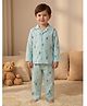 Rare Juniors Cotton Woven Full Sleeves Paper Plane & Boy Printed Coordinating Shirt & Pajama Night Suit - Sky Blue