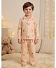 Rare Juniors Cotton Woven Full Sleeves Paper Plane & Boy Printed Coordinating Shirt & Pajama Night Suit - Peach