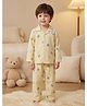 Rare Juniors Cotton Woven Full Sleeves Teddy Bear Face Printed Coordinating Shirt & Pajama Night Suit - Cream