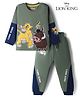 Babyhug Disney Single Jersey Knit Full Sleeve T-shirts & Joggers Set With Lion King Graphic & Cut & Sew Design - Green & Navy Blue