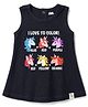 Pink Rabbit Sinker Knit Sleeveless Unicorn & I Love to Color Text Printed Frock - Black