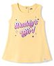 Pink Rabbit Sinker Knit Sleeveless Text Printed Frock - Yellow