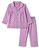 Babyhug Cotton Knit Full Sleeves Top & Pyjama Night Suit with Polka Dots Print - Lavender